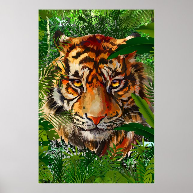 Poster de Tigre da Selva | Poster de Tigre Colorid (Frente)