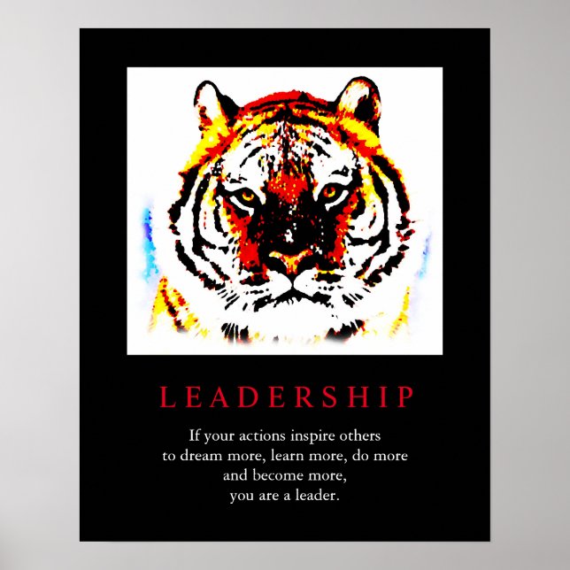 Poster de Tigre de Pop de Liderança Motivacional (Frente)