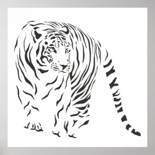 Poster de Tigre Preto E Branco