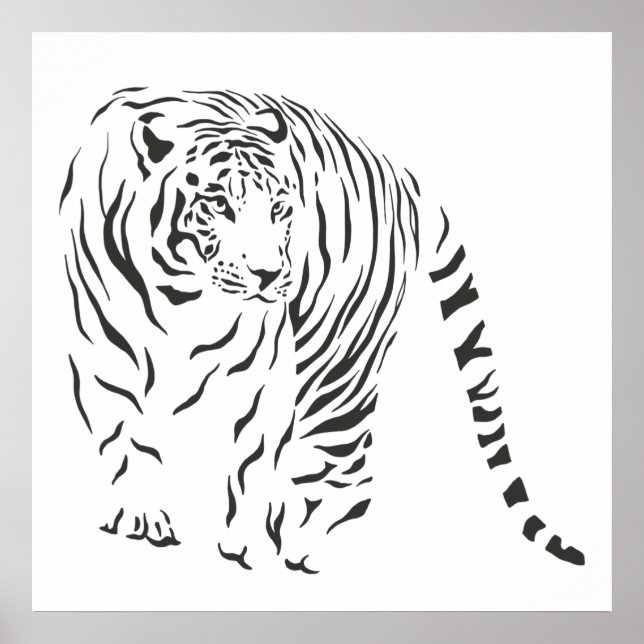 Poster de Tigre Preto E Branco (Frente)