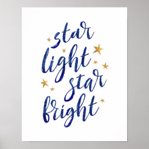 Poster de tipografia azul-marinho brilhante estrel