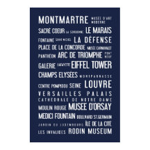 Poster de tipografia de Paris, azul