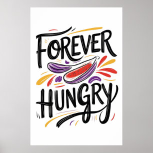 Poster de Tipografia Fome para Sempre