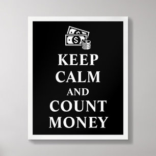 Poster de Tipografia Money de Mantenha Calmo e Con