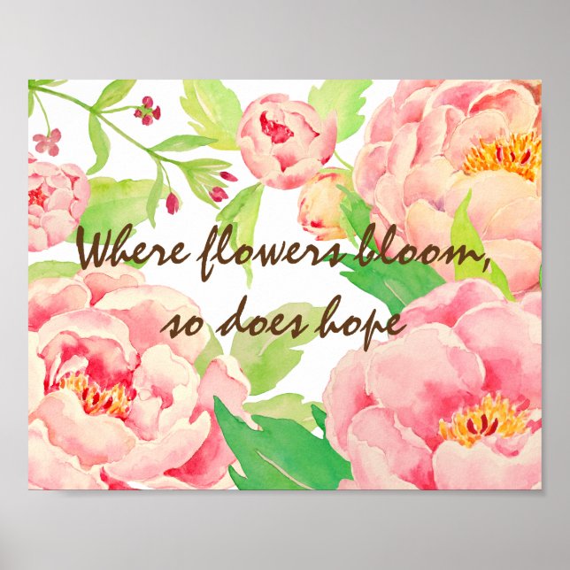 Poster de Tipografia Peony Watercolor (Frente)