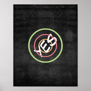 poster de tipografia sim em cinzas de carvão
