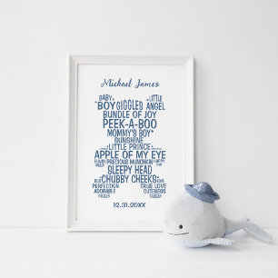 Pôster de Tipografia Urso de Pelúcia Azul (Matte)