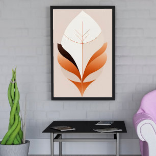 Poster de tonalidade mínima Boho Abstrato Folha da
