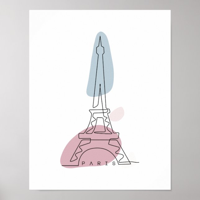 Poster de Torre Eiffel de Arte de Linha (Frente)