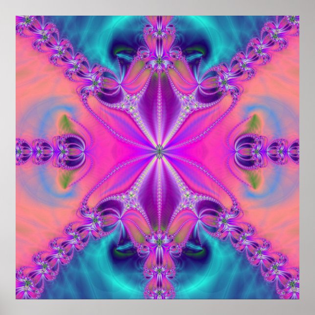 Poster de Trabalho de arte Fractal Colorida (Frente)