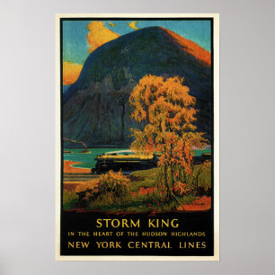 Poster de Trem Vintage da Linha Central de Nova Io
