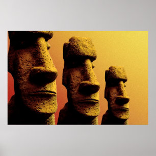 Poster de três Moai