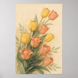 Poster de Tulipas de Jardim de Primavera e Flores