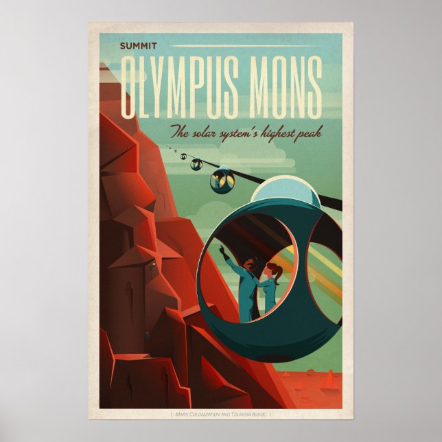 Poster de turismo de Marte para o Olimpo Mons (Frente)