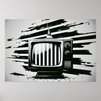 poster de TV a preto e branco