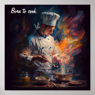 Poster de um cozinhar de chef - no estilo de um ól