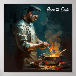 Poster de um cozinhar de chef - no estilo de um ól
