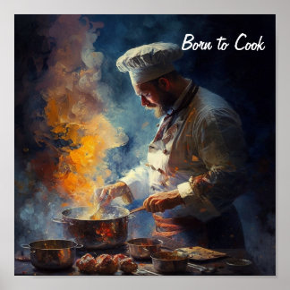 Poster de um cozinhar de chef - no estilo de um ól