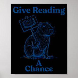 Poster Dê uma chance à leitura - livro bibliófilo - homen