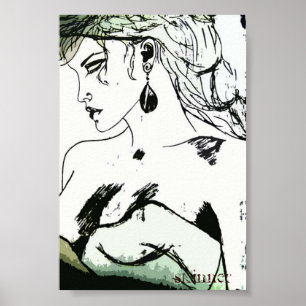 Poster de uma mulher, perfil lateral