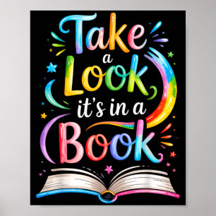Poster Dê uma olhada em um livro aquarela time bookworm