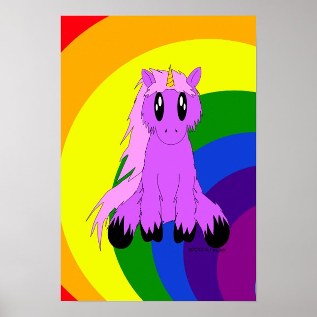 Poster de Unicorn Cute Scruffy (Frente)