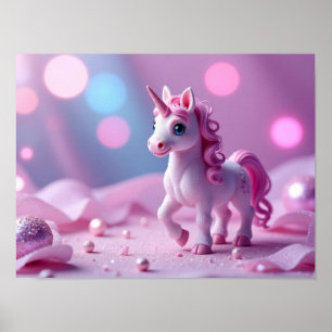 Poster de Unicórnio Girly e Rosa