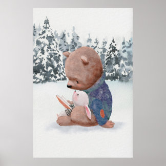 Poster de urso e de coelho