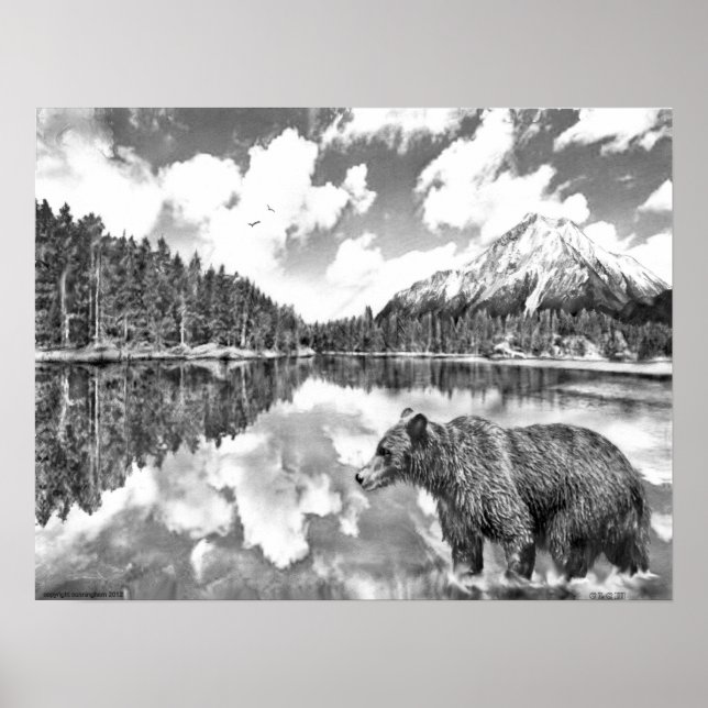 Poster de Urso e Montanhas (Frente)