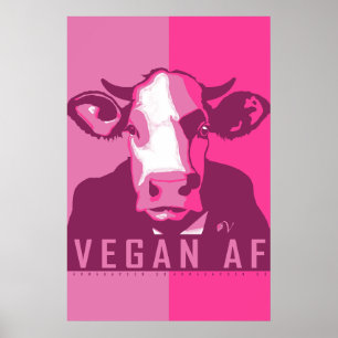 Poster de Vaca de Pop cor-de-rosa - Vegan AF