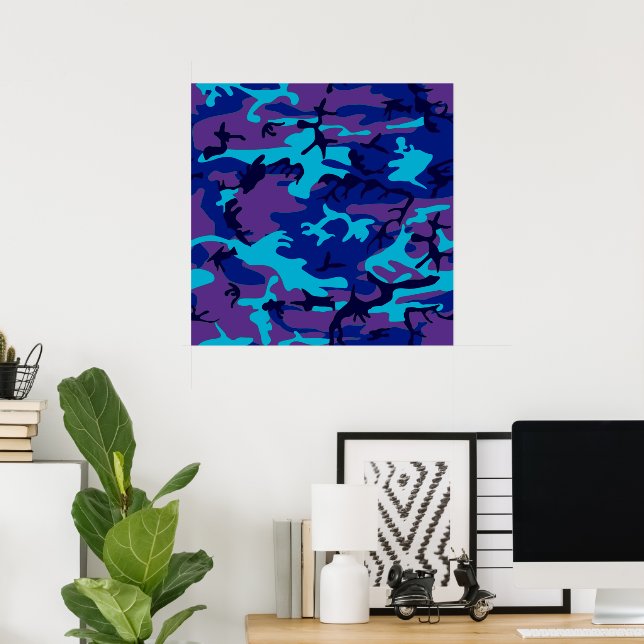 Poster de Valor de Camuflagem Azul Escuro e Roxo (Escritório em casa)