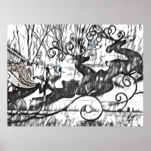 Poster de Valor do Sketch da Reindeer