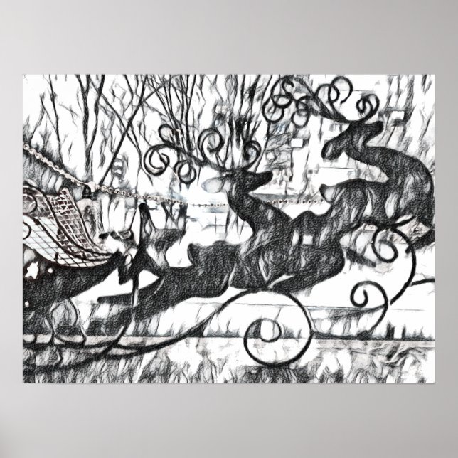 Poster de Valor do Sketch da Reindeer (Frente)