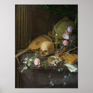 Poster De Vanitas uma vida ainda com um nautilus e um