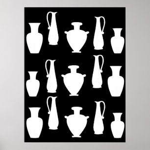 Poster de Vasos e Jarras Gregas Antigas Brancas Fu