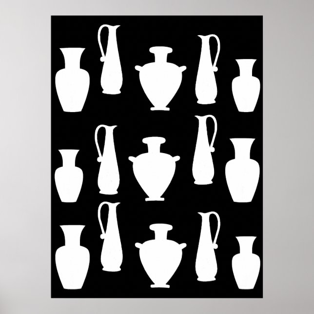 Poster de Vasos e Jarras Gregas Antigas Brancas Fu (Frente)
