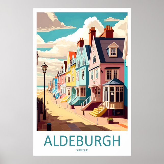 Pôster de Viagem Aldeburgh Inglaterra Vintage Esqu (Frente)