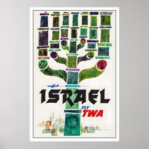 Pôster de Viagem Antigo de Candelabro de Hanukkah 