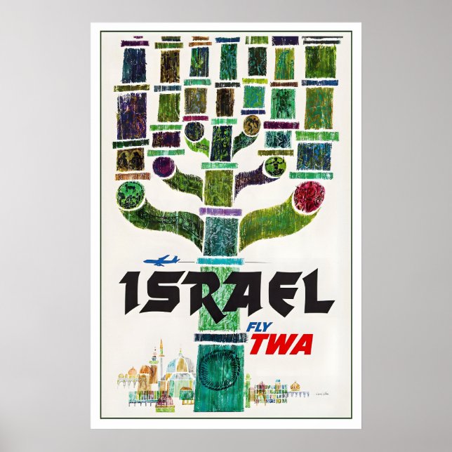 Pôster de Viagem Antigo de Candelabro de Hanukkah  (Frente)