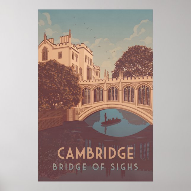 Pôster de Viagem da Ponte dos Suspiros de Cambridg (Frente)