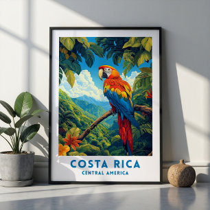 Pôster de Viagem de Papagaio da Costa Rica Arte de