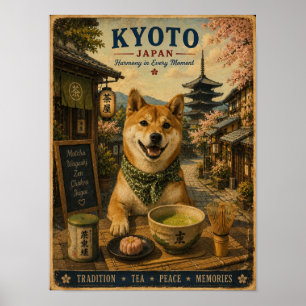Pôster de Viagem Vintage do Shiba Inu em Kyoto