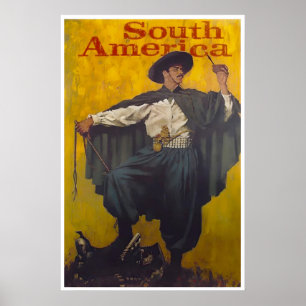 Pôster de Viagem Vintage Impresso América do Sul S