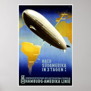 Poster de viagens alemão Graf Zeppelin Vintage