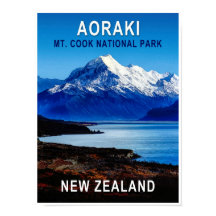 Poster de viagens Aoraki Nova Zelândia