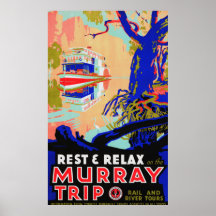 Poster de viagens australiano Murray River