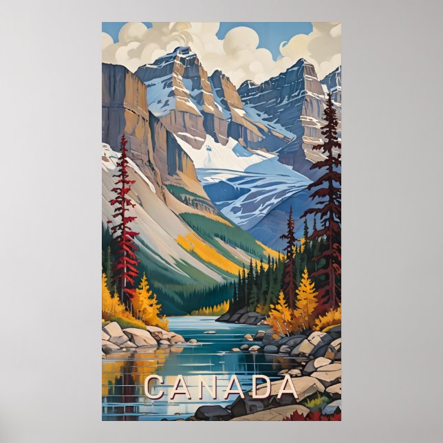 Poster de viagens Canadá de Texto Personalizado (Frente)