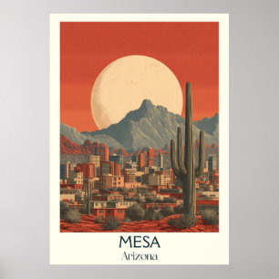Poster de viagens da Arizona Mesa   Vintage Desert