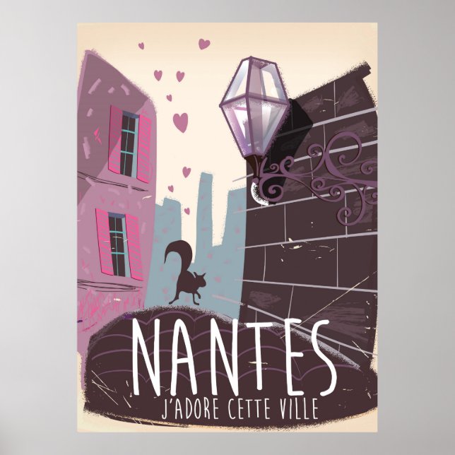 Poster de viagens da cidade de Nantes, França (Frente)