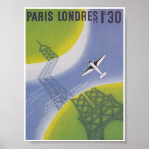 Poster de viagens da Companhia Aérea de Paris Vin